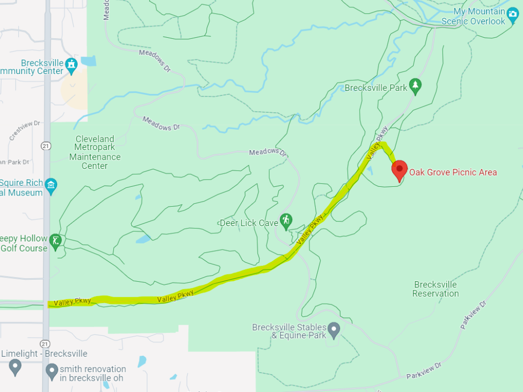 my mountain trail (brecksville reservation) driving directions from route 21