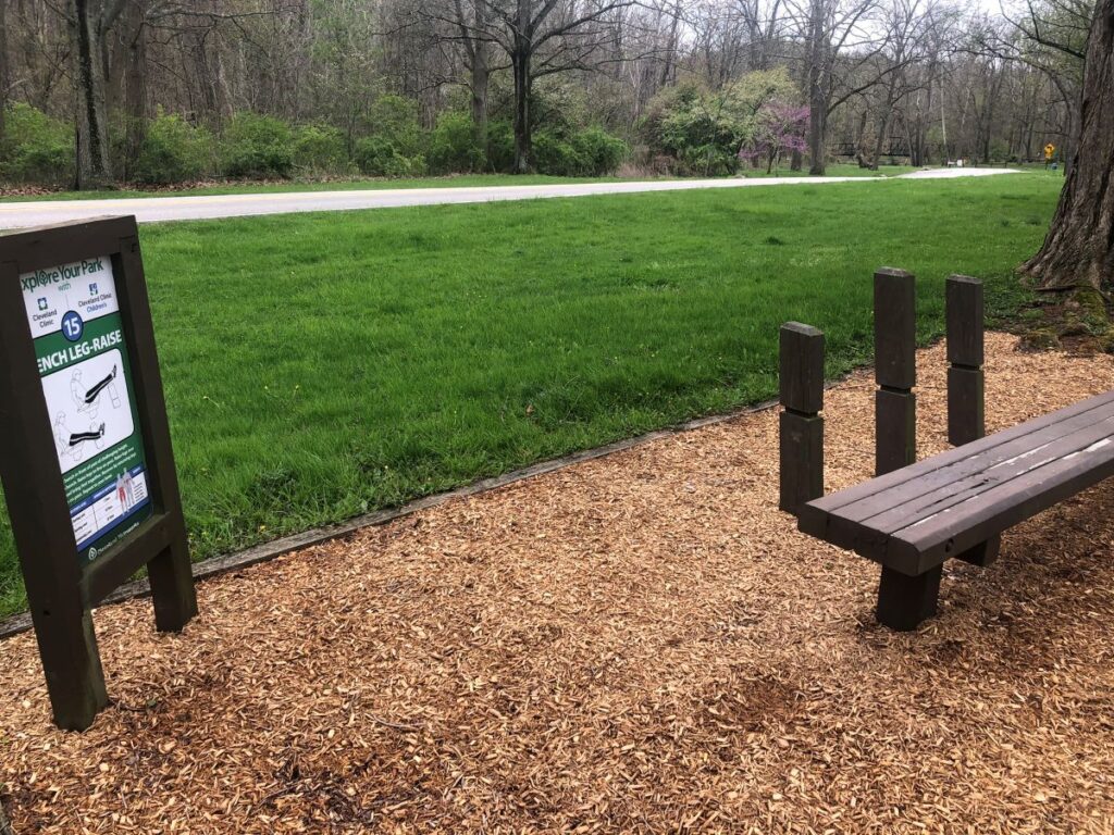 Brecksville Physical Fitness Trail Bench Leg Raise