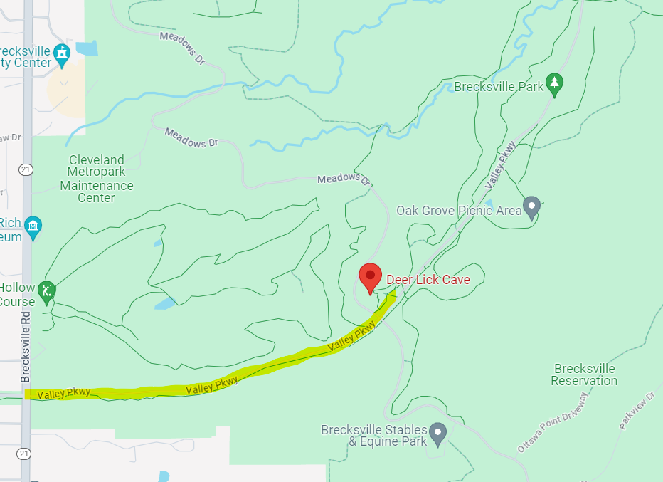 Deer Lick Cave Falls Driving Directions