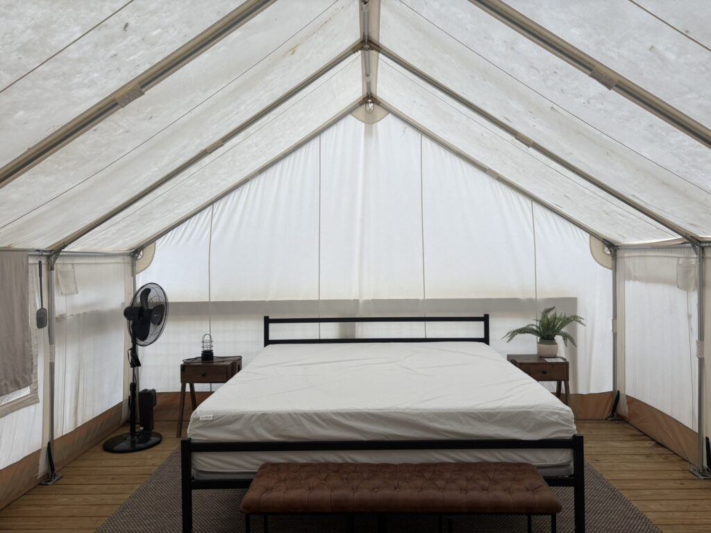 inside of canvas cabin valley overlook, CVNP
